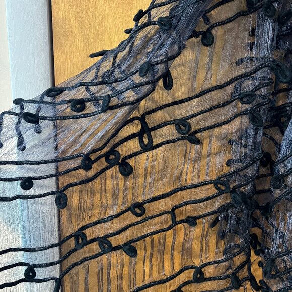 Women's Black Lightweight Sheer Shimmering Fashion Neck Scarf Shawl 65 x 24" - Picture 2 of 5